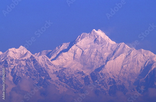 Kanchanjonga, second higest mountain in the world, Himalayas, India photo
