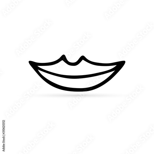doodle women lips icon isolated, kids hand drawing art line mouths silhouette, sketch vector illustration
