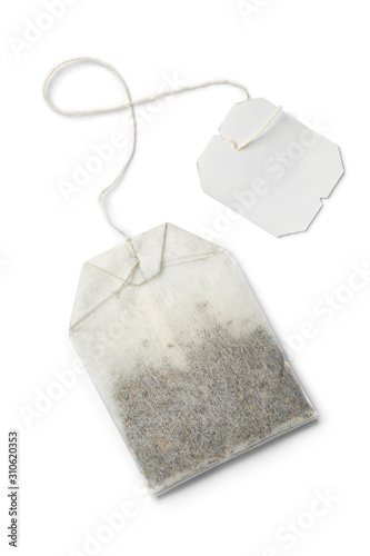 Paper tea bag with empty label photo