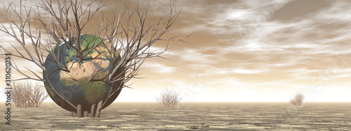 Fotografie Danger of dryness on the earth concept - 3D render