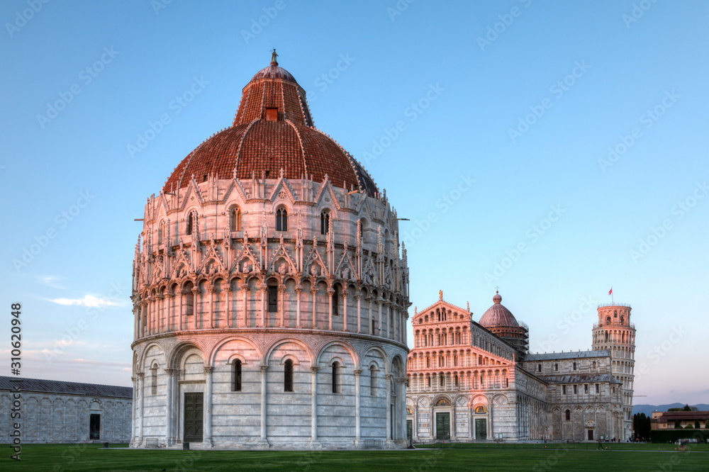 Piazza dei miracoli with the Basilica and the leaning tower, Pis