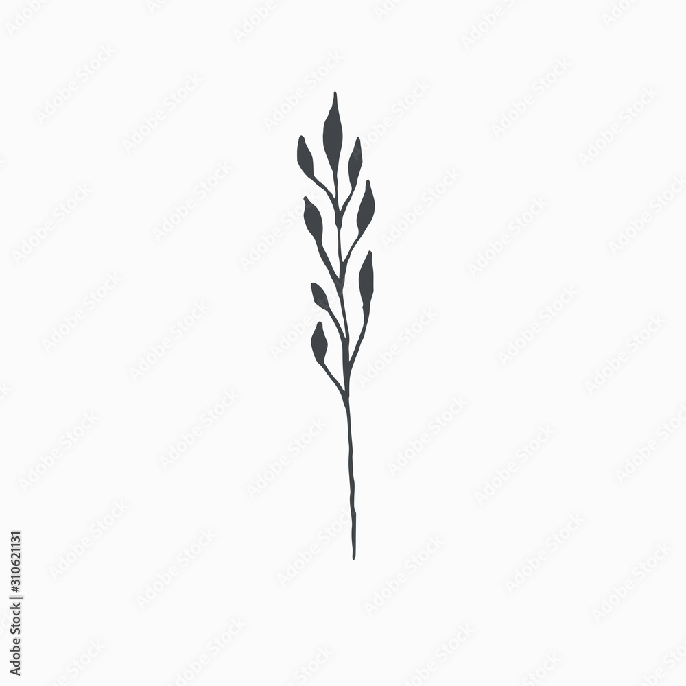 Tiny Leaves Plants Hand drawn vector illustration for logo, invitations, graphic design Tiny Leaves Plants Hand drawn vector illustration for logo, invitations, graphic design