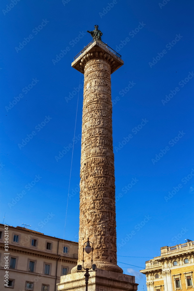 Famous Trajan's Column in Rome city, Italy