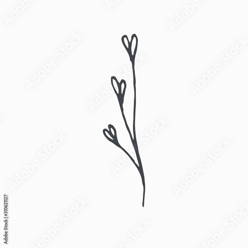 Tiny Leaves Plants Hand drawn vector illustration for logo  invitations  graphic design