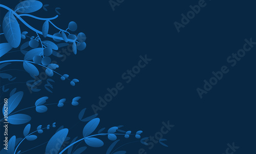 Leaves background with beautiful color blue classic