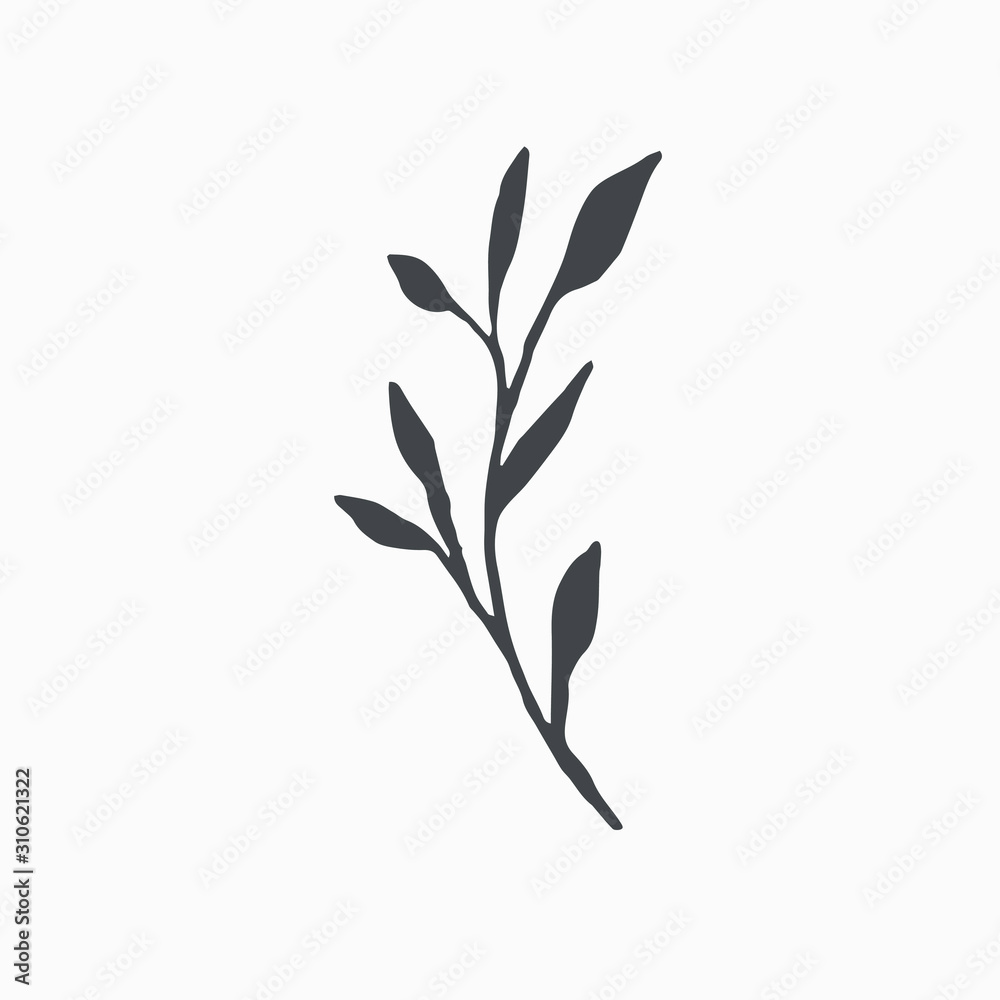 Fototapeta Tiny Leaves Plants Hand drawn vector illustration for logo, invitations, graphic design