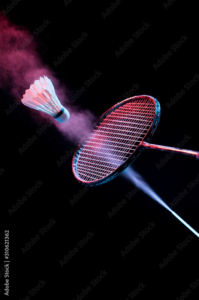 Badminton action , Badminton shuttlecock, Fast Shuttlecock - obrazy, fototapety, plakaty 