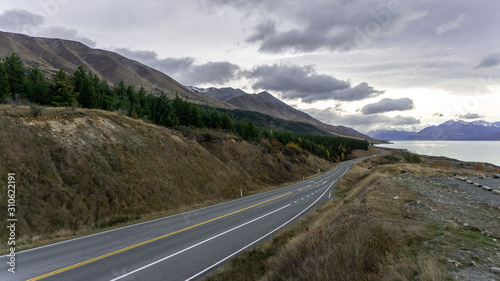 Empty road under the cloudy sky in Mountain cook