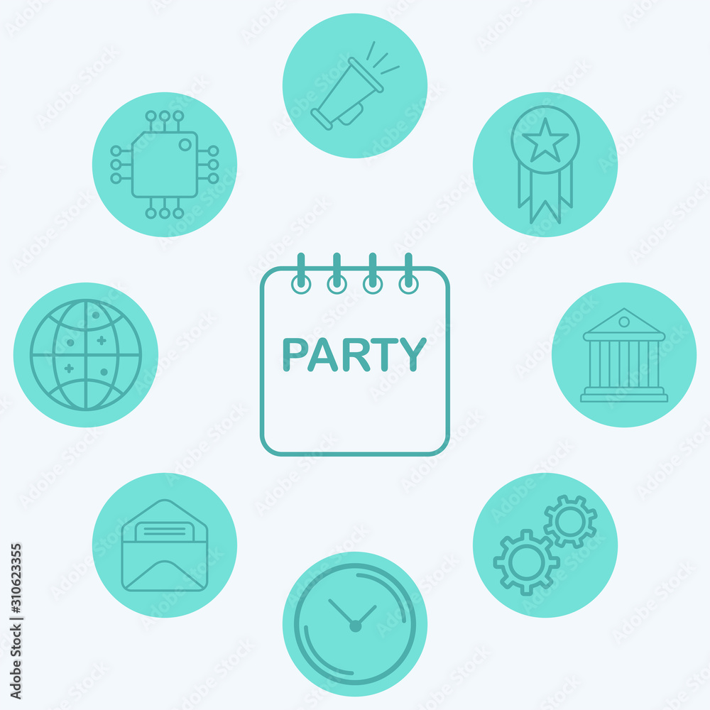 Party calendar vector icon sign symbol Party calendar vector icon sign symbol
