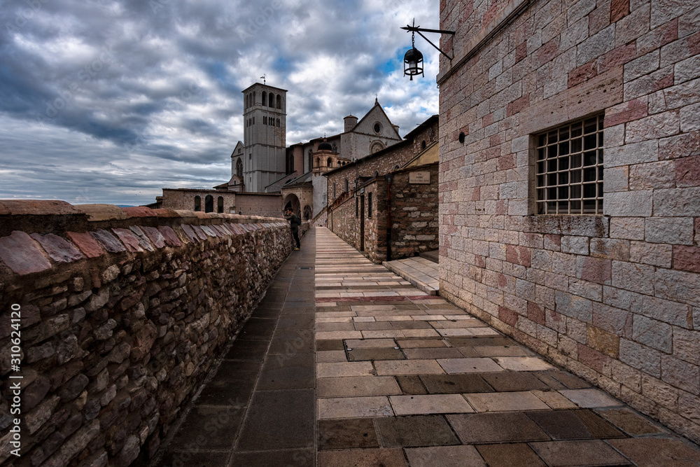 Churches and monasteries of the old city of Assisi. Perugia. Italy.