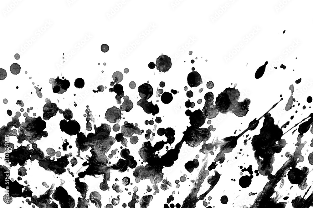Black ink textures splatter on white background Black ink textures splatter on white background