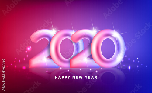 Happy New Year 2020 . Holiday vector illustration of colorful 2020 background