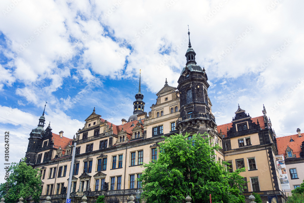 DRESDEN, GERMANY - July 23, 2017: street view of downtown Dresden, Germany DRESDEN, GERMANY - July 23, 2017: street view of downtown Dresden, Germany