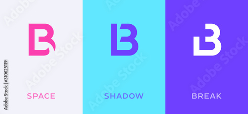 Set of letter B minimal logo icon design template elements