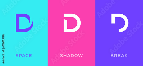 Set of letter D minimal logo icon design template elements