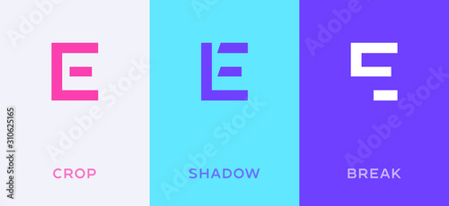 Set of letter E minimal logo icon design template elements