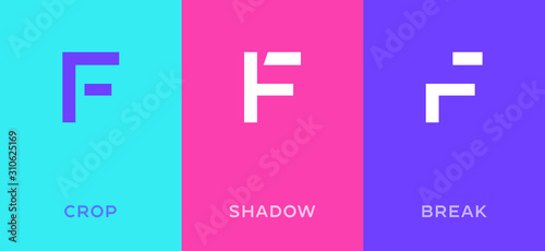 Set of letter F minimal logo icon design template elements