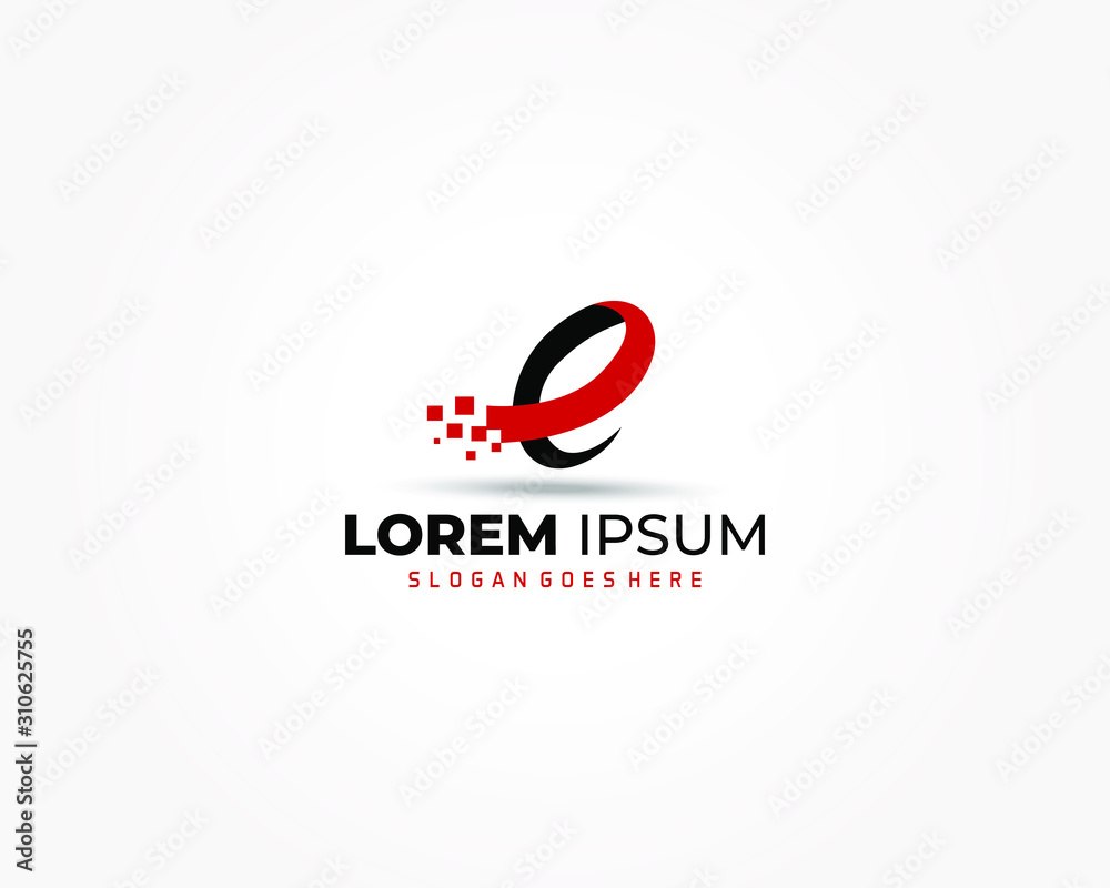 E Letter Logo Design Template with Red and black Color E Letter Logo Design Template with Red and black Color