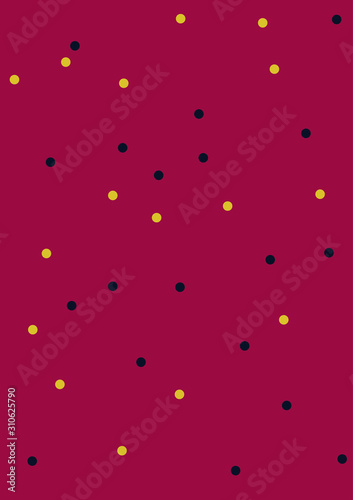 Pop Art seamless pattern. Black and gold dots on deep red background. Halftone color dots. Pop art seamless background. Comic book style. Vector Illustration EPS10
