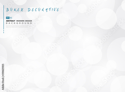 Abstract white and gray circle bokeh decoration background. illustration vector eps10