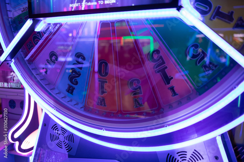 Canvas Print Close up of  bring casino lights with neon