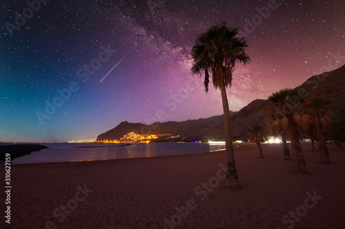 Milky Way over Playa De Las Teresitas, Tenerife, Canary Islands. photo