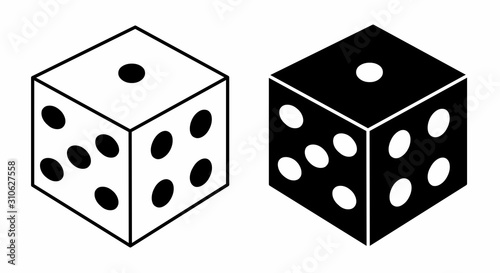 The black and white Dice icons illustration