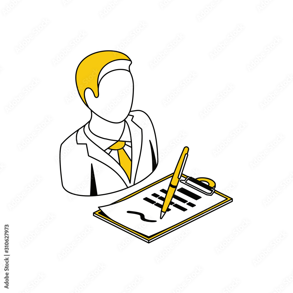 User avatar businessman document. Vector line, 3d stroke isometric, color web icon, new flat style. Creative illustration design, abstract idea for infographics. User avatar businessman document. Vector line, 3d stroke isometric, color web icon, new flat style. Creative illustration design, abstract idea for infographics.