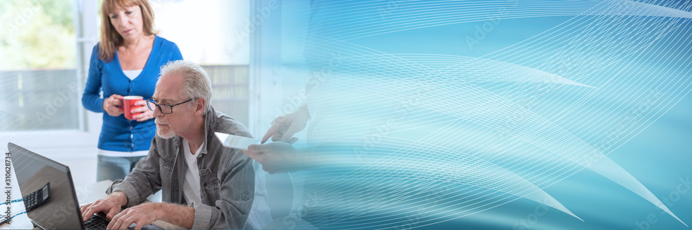 Obraz premium Business people working together; panoramic banner