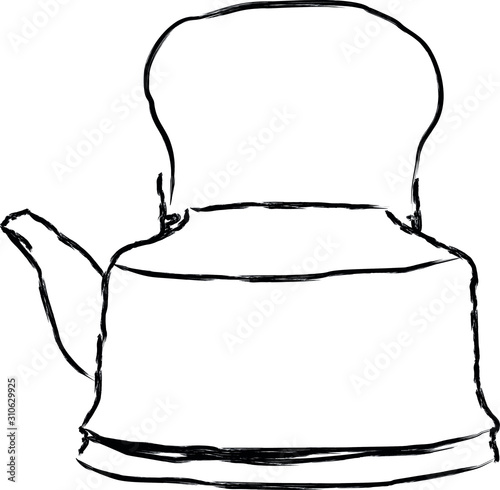 Hand sketch kettle. Vector illustration teakettle icon