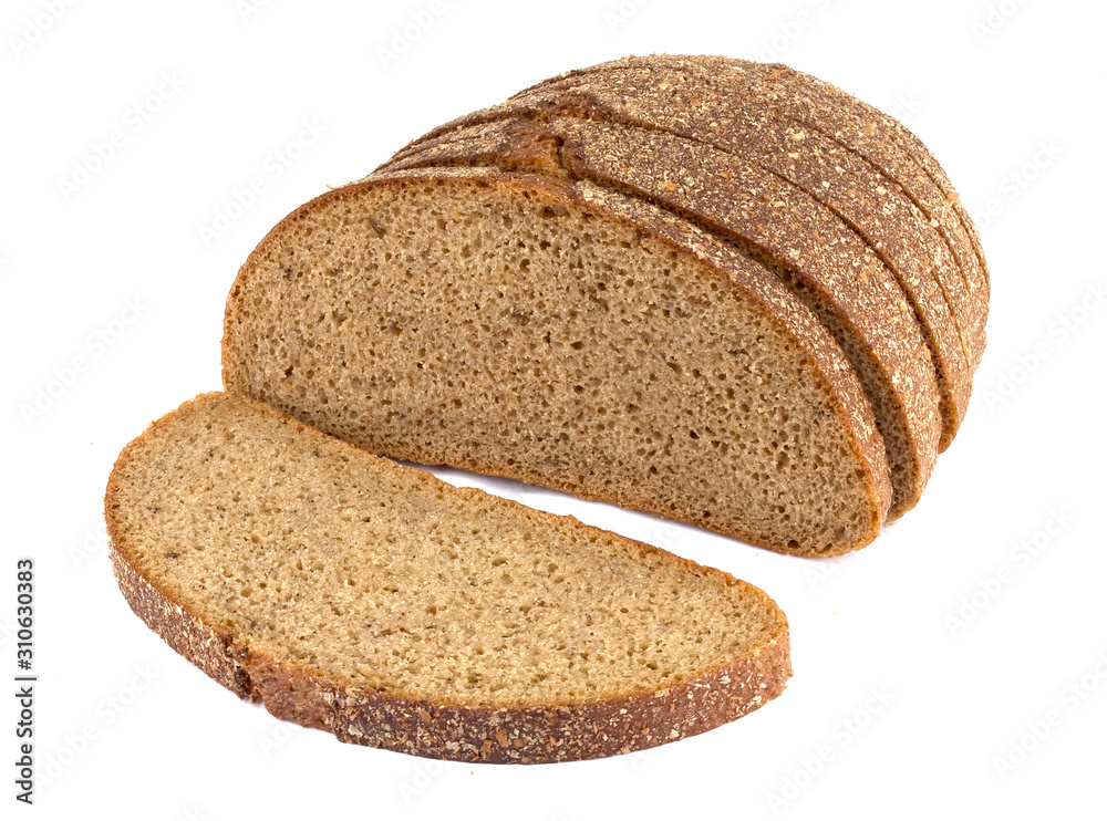 sliced of rye bread, isolated on a white background sliced of rye bread, isolated on a white background
