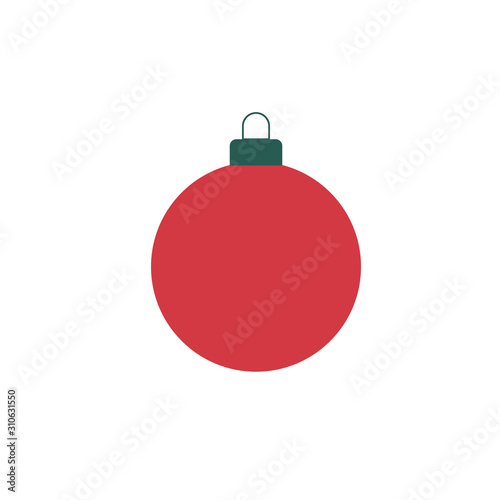 Red Christmas tree bauble flat vector icon isolated for web and mobile.X mas tree decoration,ornament icon.