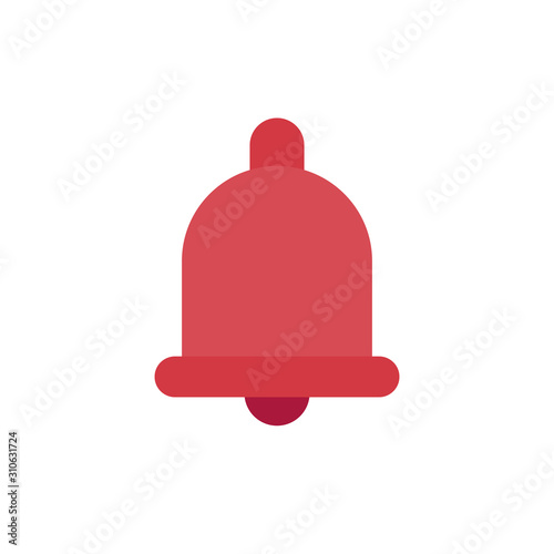 Red Christmas bell flat vector isolated on a grey background.X mas design element.
