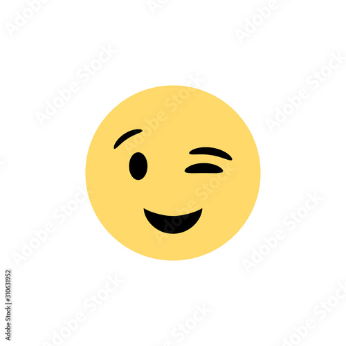 Winking eye social media emoji, emoticon isolated for web and mobile use.