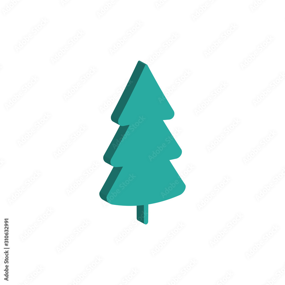 3 d green Christmas tree vector icon for projects, greeting cards, backgrounds. 3 d green Christmas tree vector icon for projects, greeting cards, backgrounds.
