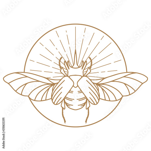 Scarab Logo. Scarabeus Insect Logo. Vector drawing icon of Egyptian scarab beetle