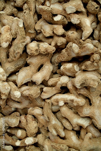 Close-up of dried ginger. © RealityImages