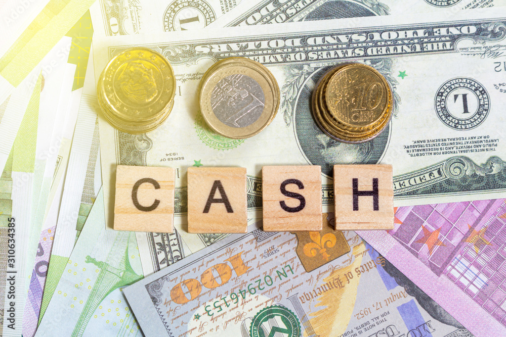 word text cash on the money banknotes background word text cash on the money banknotes background