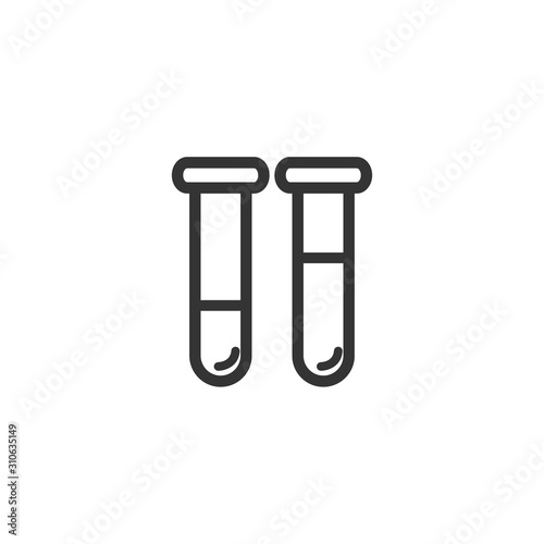 BlackTest tube and flask chemical laboratory test icon isolated on white background. Laboratory glassware sign. Vector Illustration