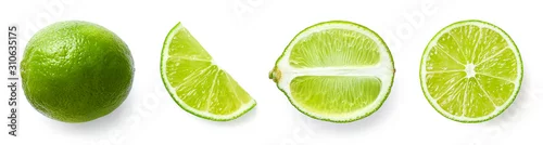Panel kuchenny z motywem Fresh whole, half and sliced lime fruit