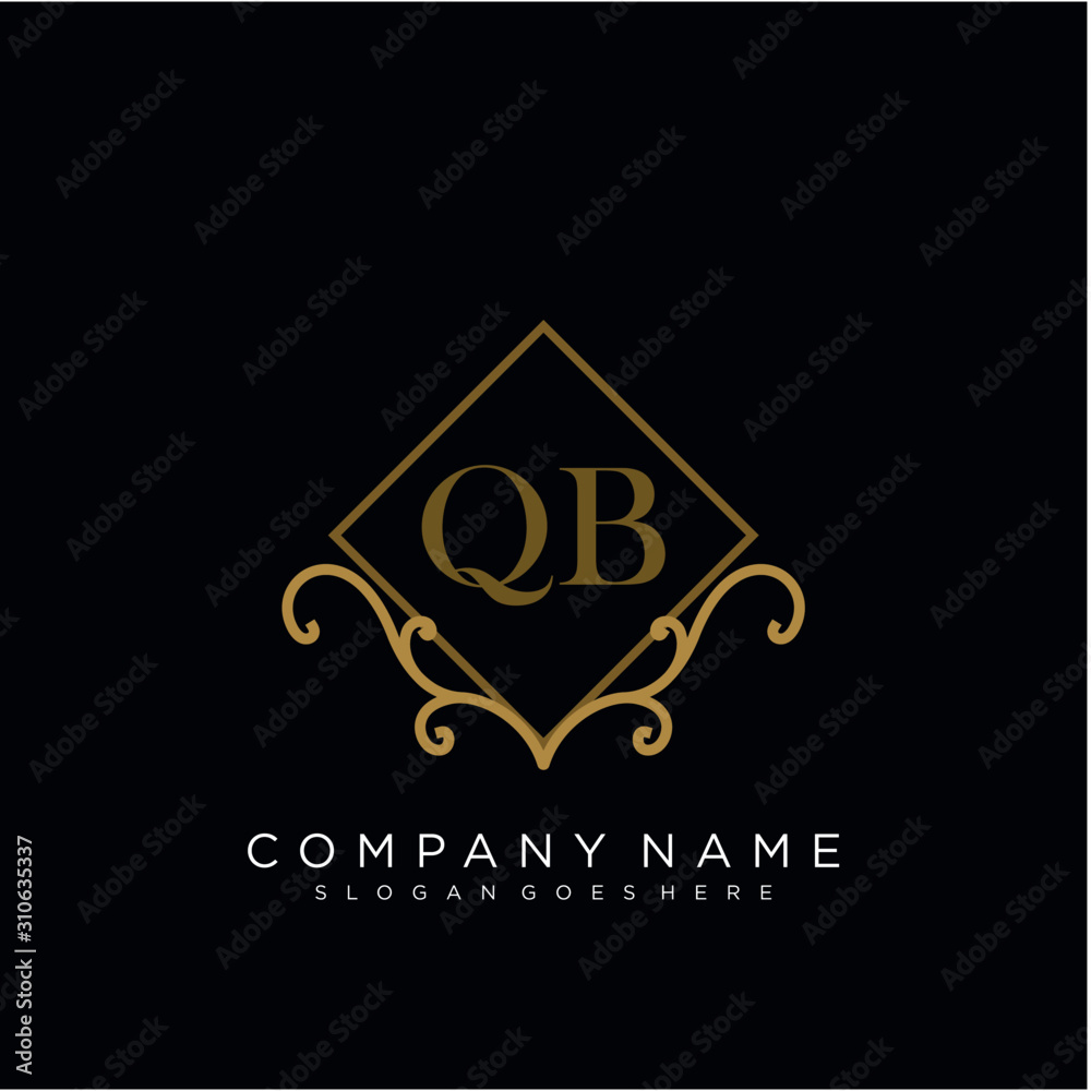 QB Initial logo. Ornament ampersand monogram golden logo QB Initial logo. Ornament ampersand monogram golden logo