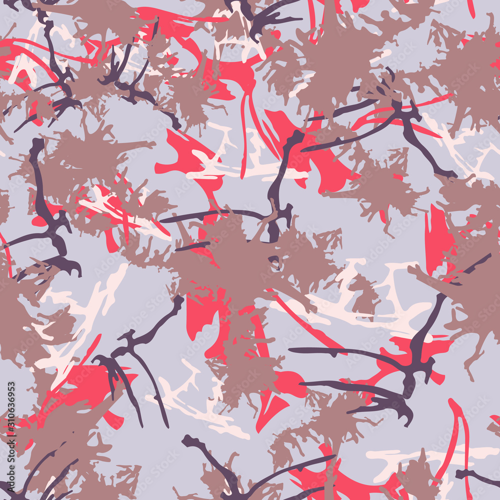 UFO camouflage of various shades of violet, red, pink and beige colors UFO camouflage of various shades of violet, red, pink and beige colors