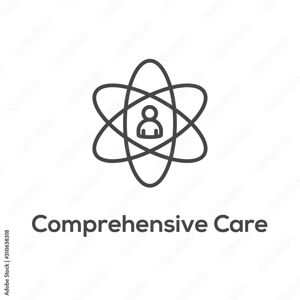 Comprehensive Care Icon with health related symbolism and image Comprehensive Care Icon with health related symbolism and image