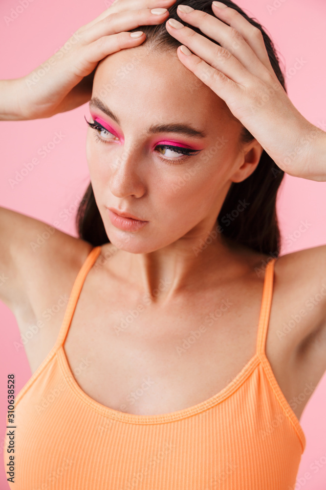 Photo of beautiful sexual woman posing and looking aside