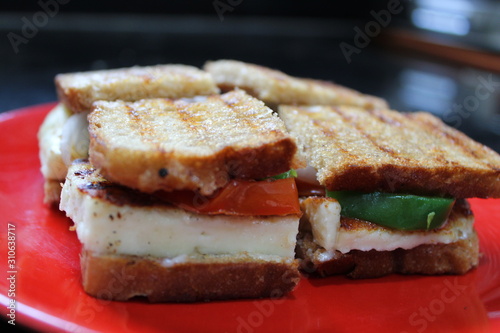 sandwich with cheese and vegetables