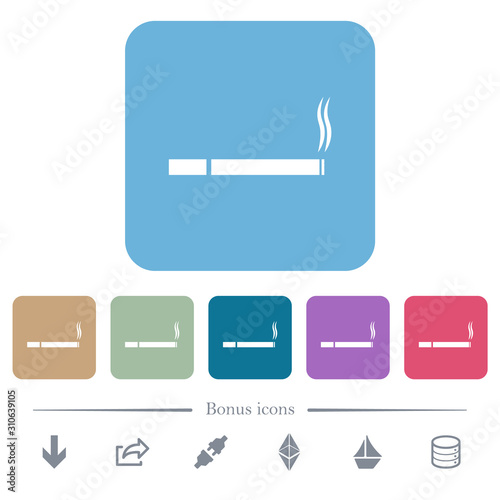 Foto Cigarette flat icons on color rounded square backgrounds