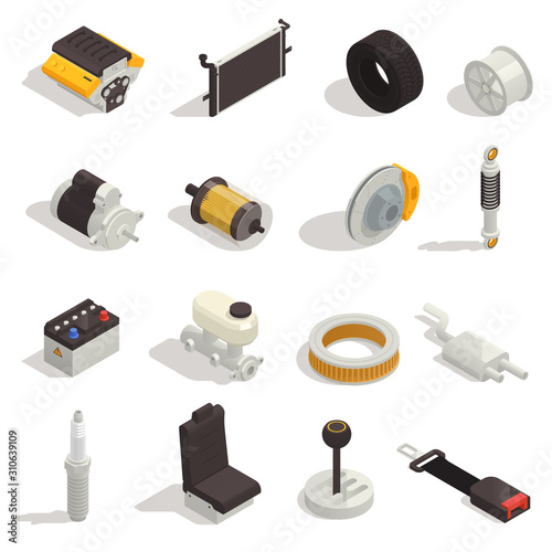 Car Parts Isometric Set 