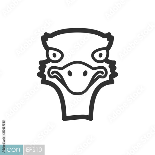 Ostrich icon. Animal head vector