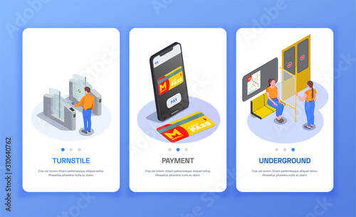 Subway Isometric Banners Set