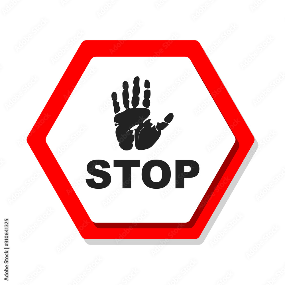Fototapeta premium Stop sign board illustration. Flat style.